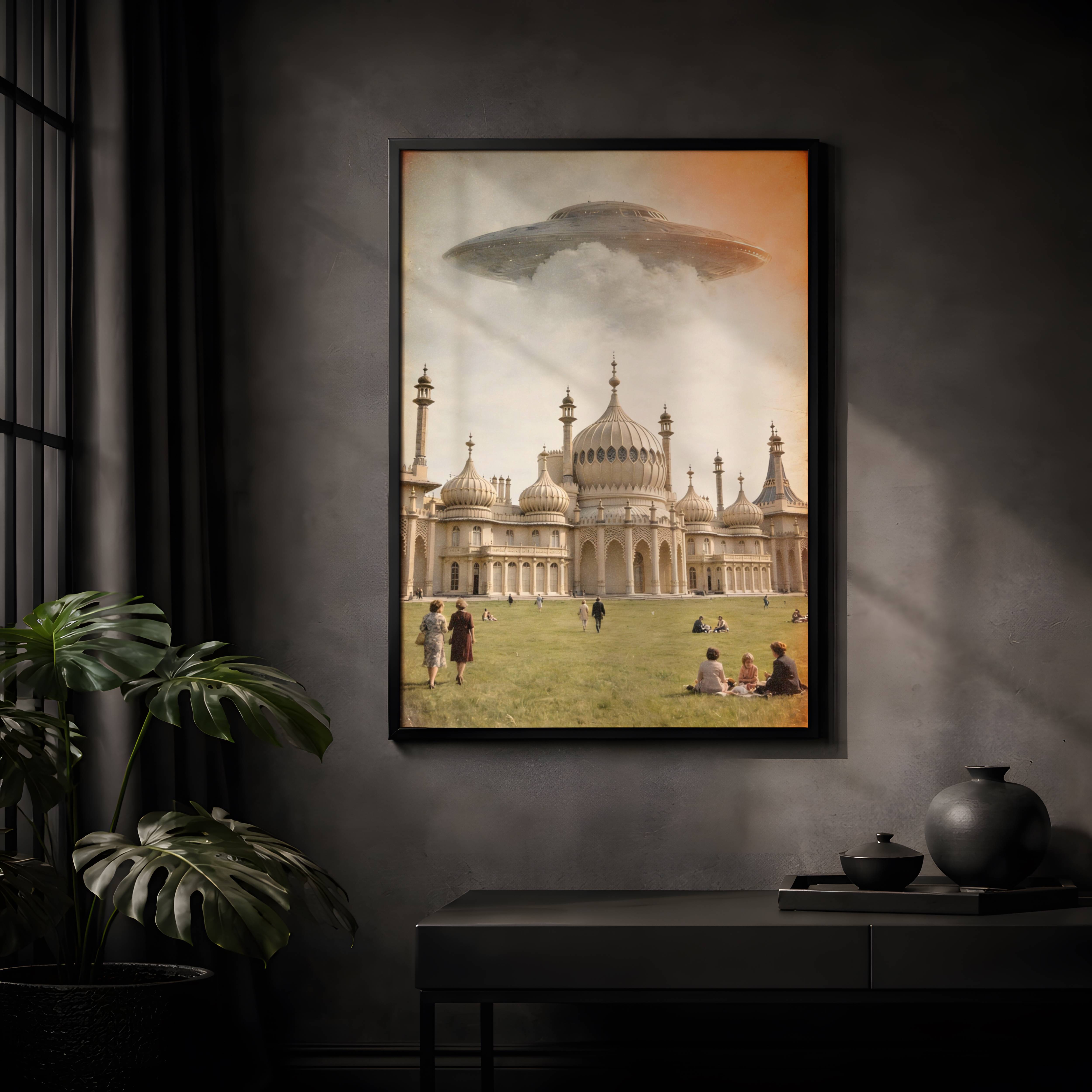 Brighton Royal Pavilion UFO - Retro Sci-Fi Wall Art Print - Image 11